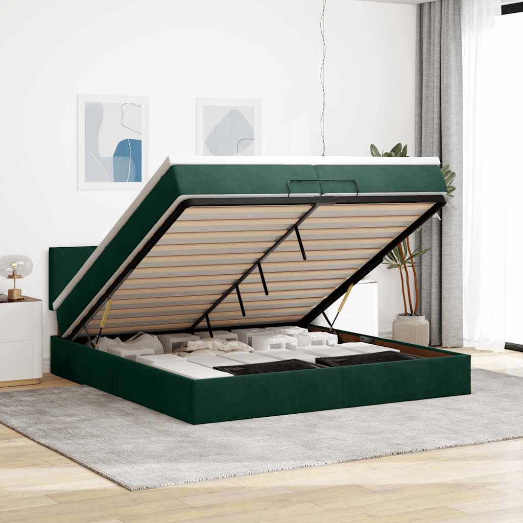 Ottoman bed met matrassen en LED's 200x200cm fluweel – afbeelding 1