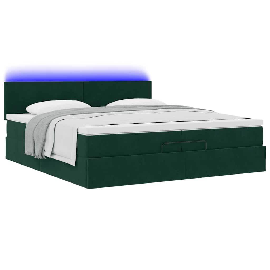 Ottoman bed met matrassen en LED's 200x200cm fluweel – afbeelding 3