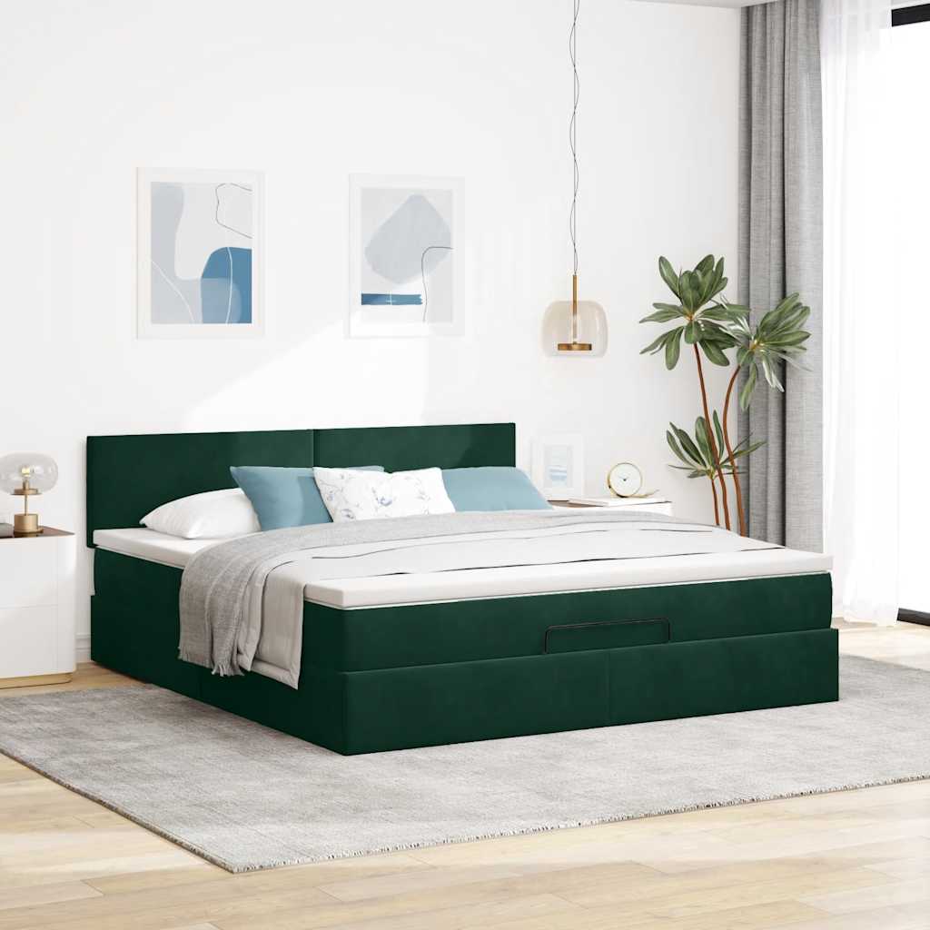 Ottoman bed met matrassen en LED's 200x200cm fluweel – afbeelding 4