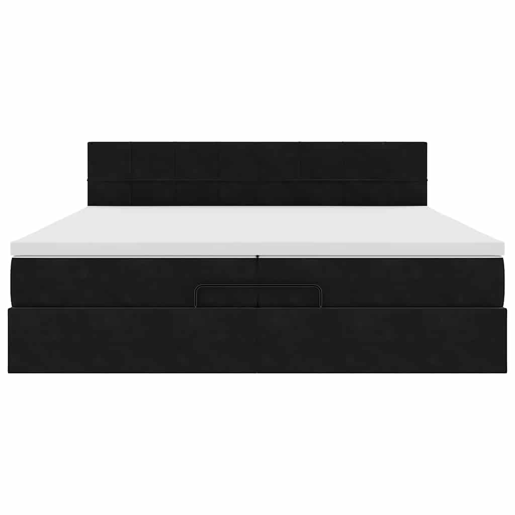 Ottoman bed met matrassen en LED's 200x200cm fluweel zwart – afbeelding 6