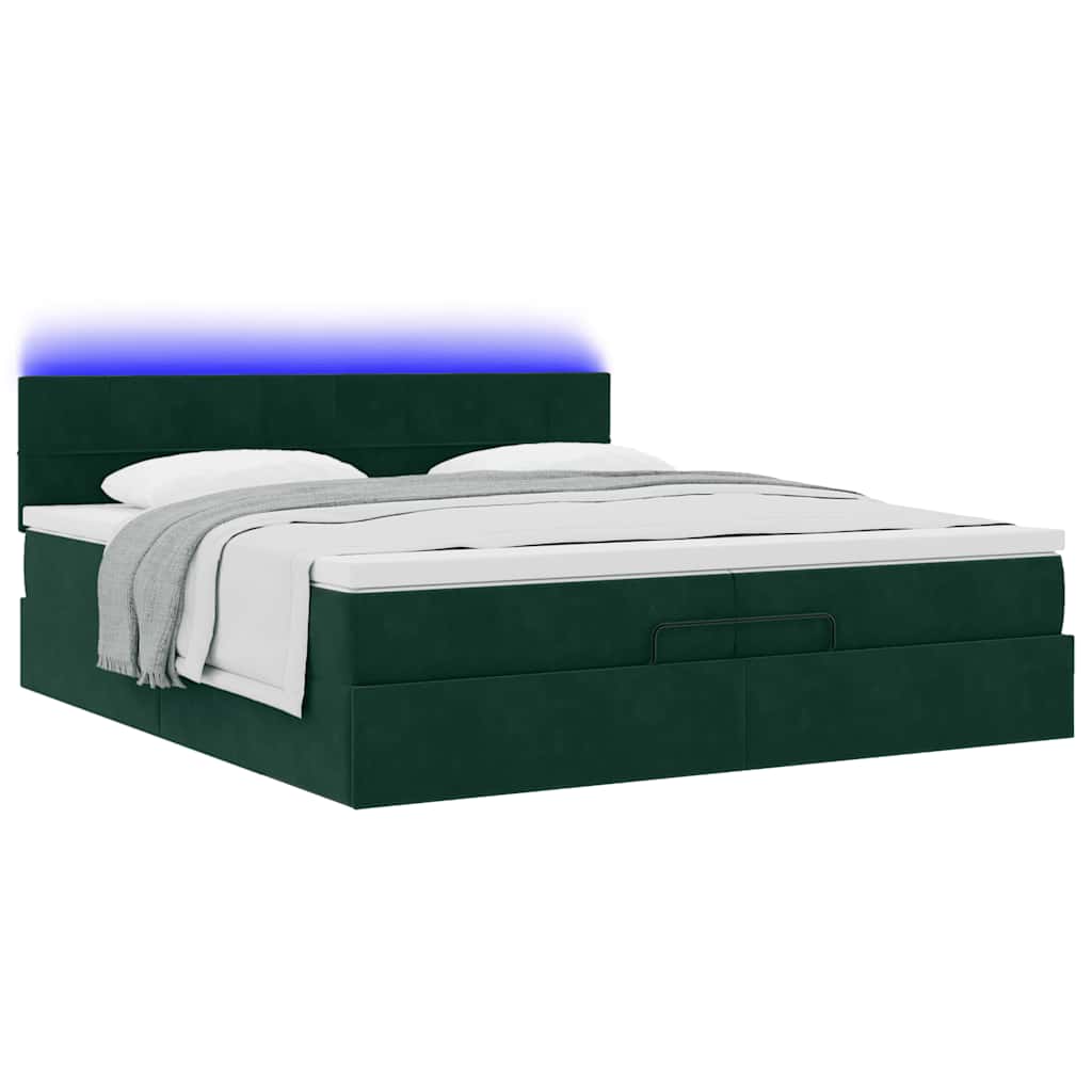 Ottoman bed met matrassen en LED's 200x200cm fluweel – afbeelding 3