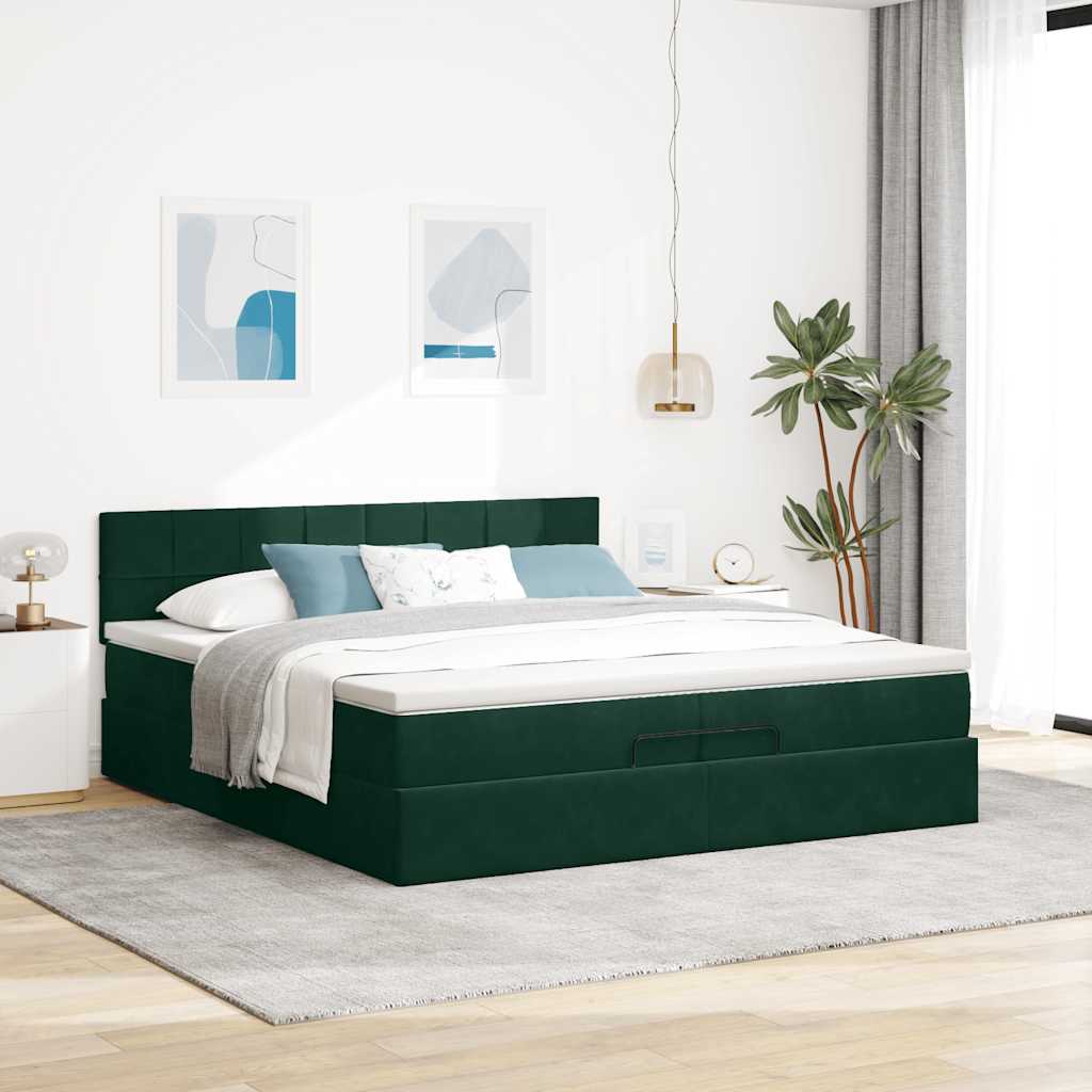 Ottoman bed met matrassen en LED's 200x200cm fluweel – afbeelding 4