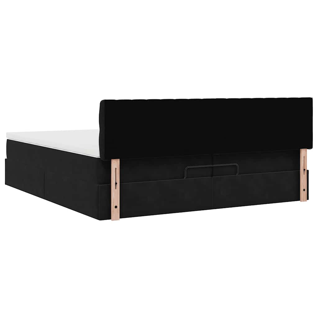 Ottoman bed met matrassen en LED's 200x200cm fluweel zwart – afbeelding 10