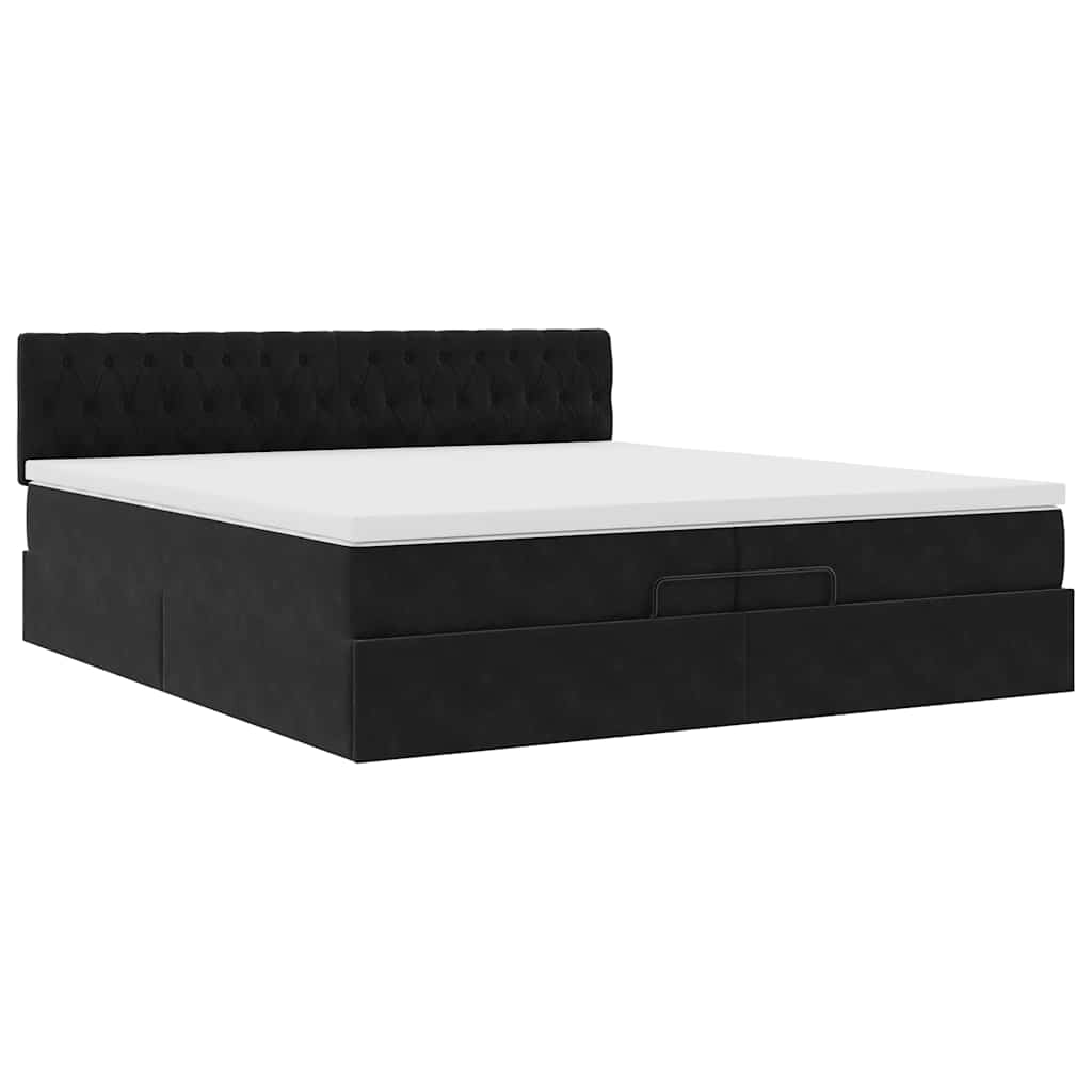 Ottoman bed met matrassen en LED's 200x200cm fluweel zwart – afbeelding 5