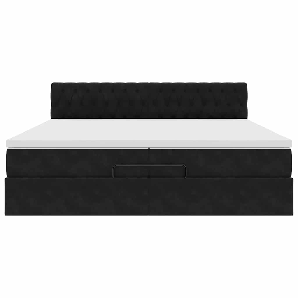 Ottoman bed met matrassen en LED's 200x200cm fluweel zwart – afbeelding 6