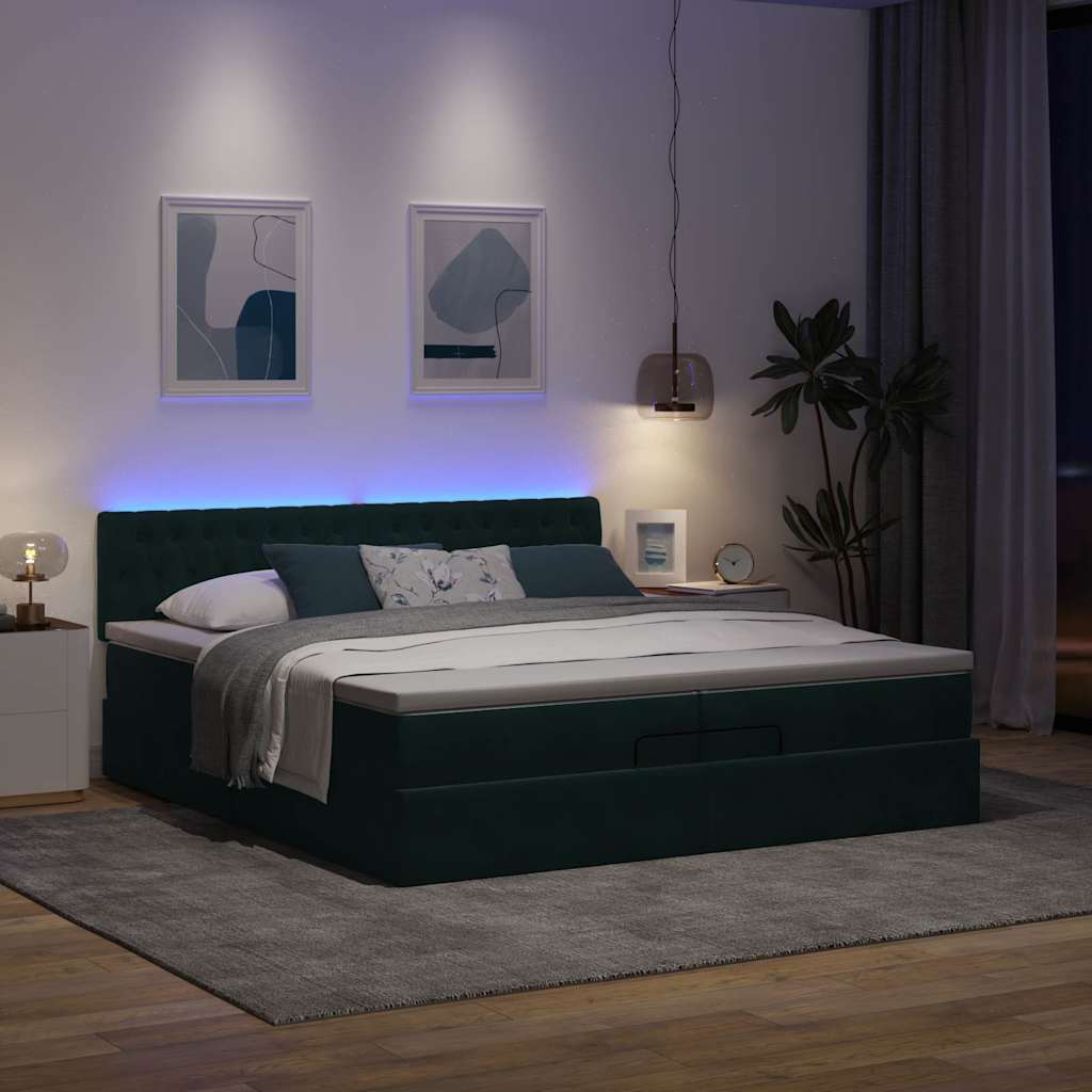 Ottoman bed met matrassen en LED's 200x200cm fluweel – afbeelding 3