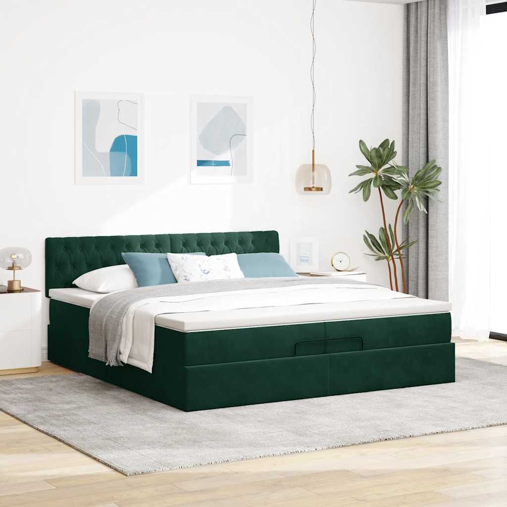 Ottoman bed met matrassen en LED's 200x200cm fluweel – afbeelding 4