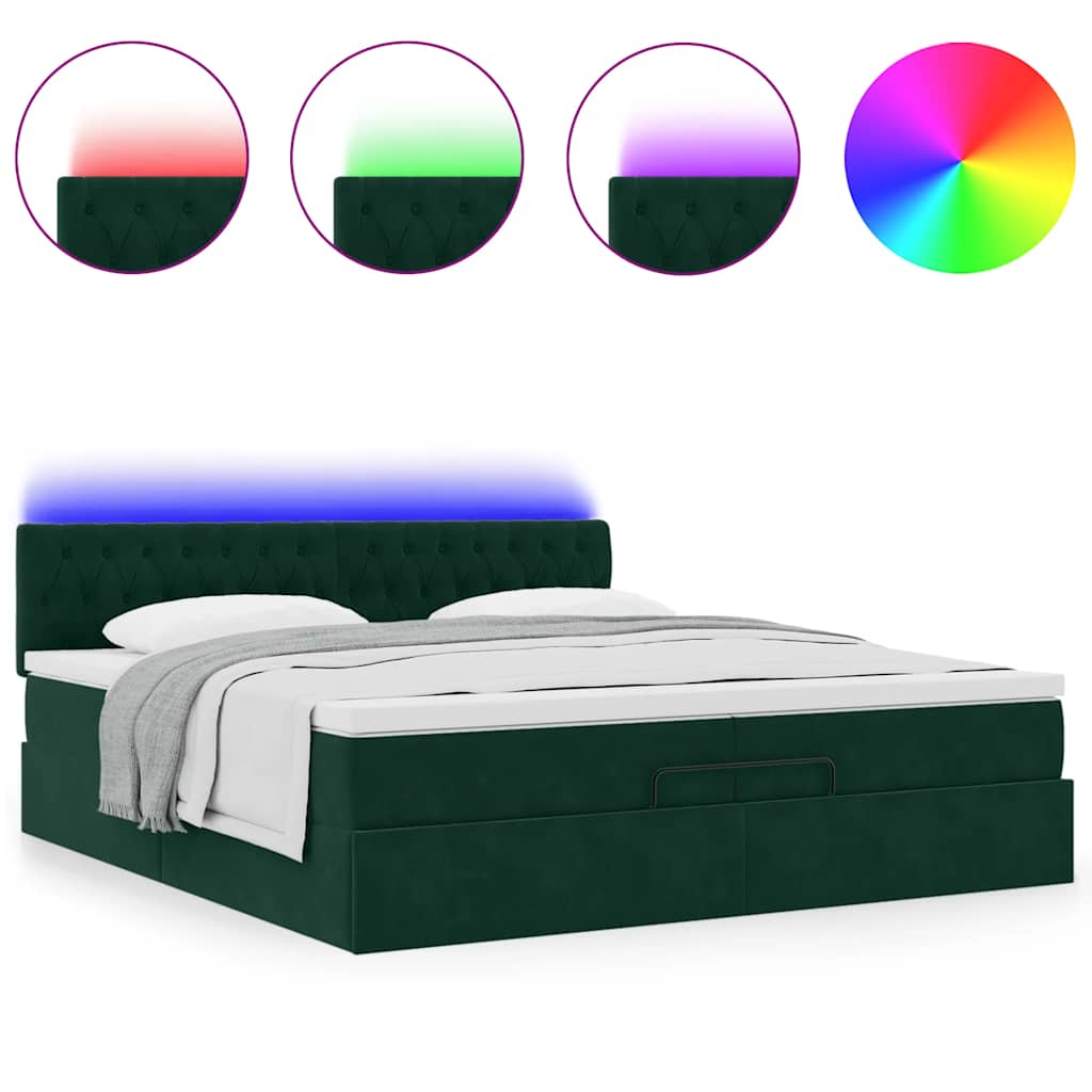 Ottoman bed met matrassen en LED's 200x200cm fluweel – afbeelding 5