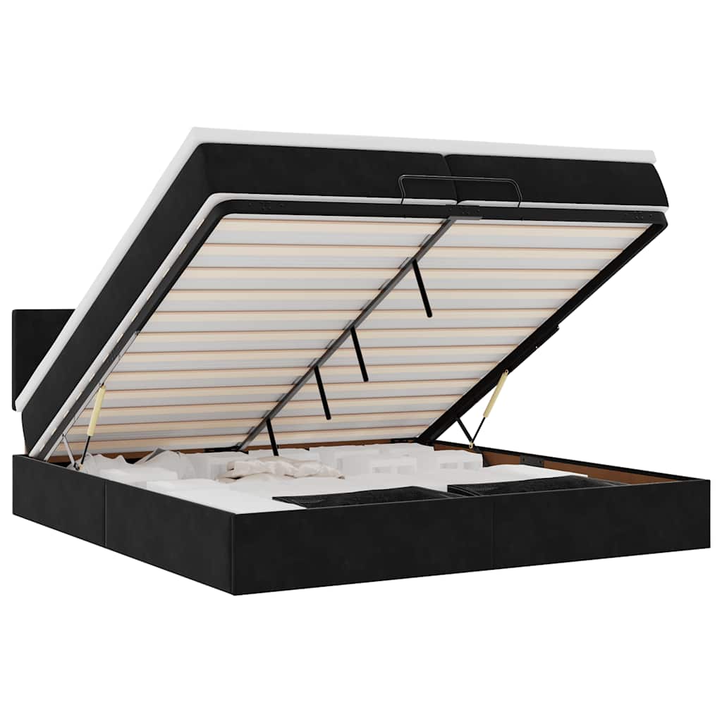 Ottoman bed met matrassen en LED's 200x200cm fluweel zwart – afbeelding 2