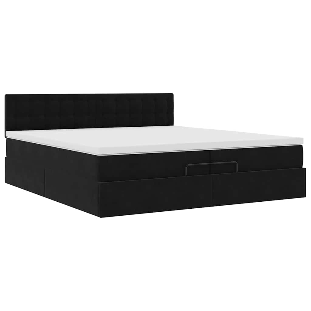 Ottoman bed met matrassen en LED's 200x200cm fluweel zwart – afbeelding 7