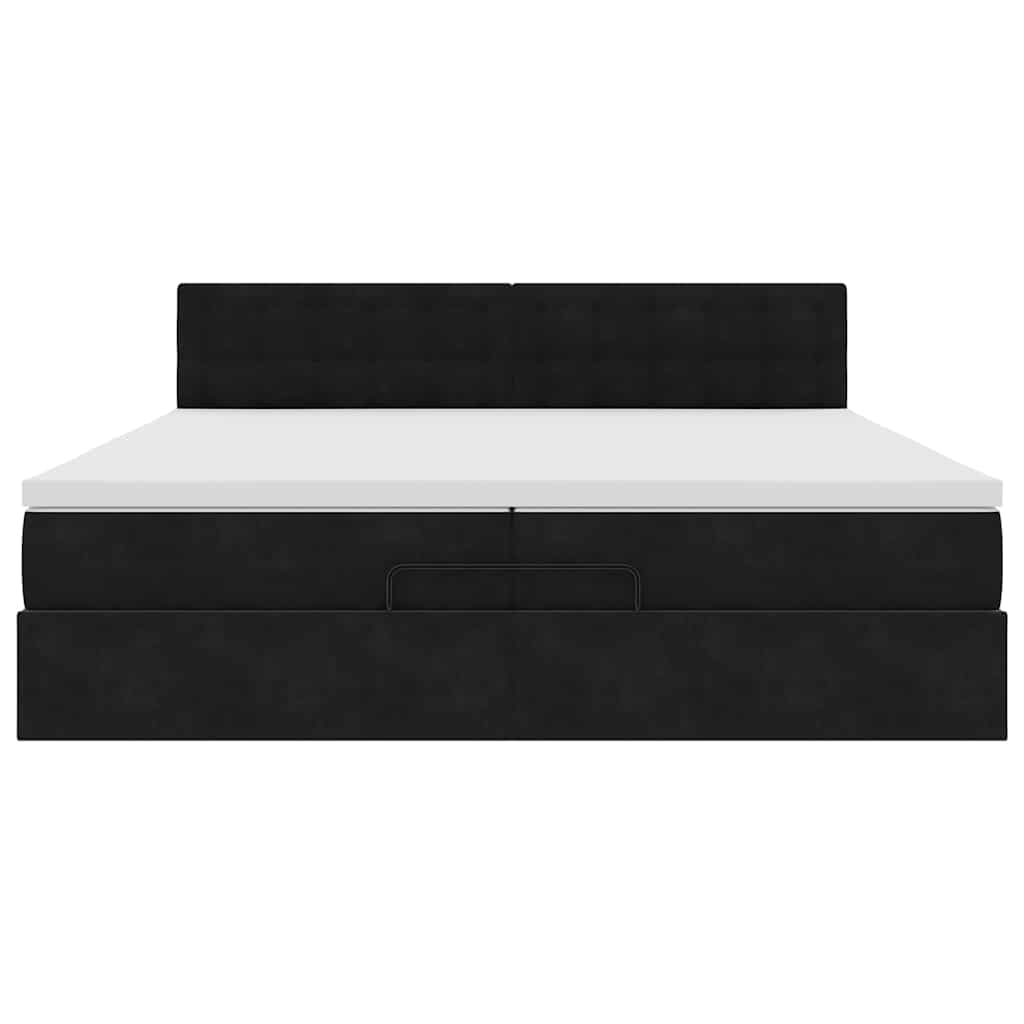 Ottoman bed met matrassen en LED's 200x200cm fluweel zwart – afbeelding 8