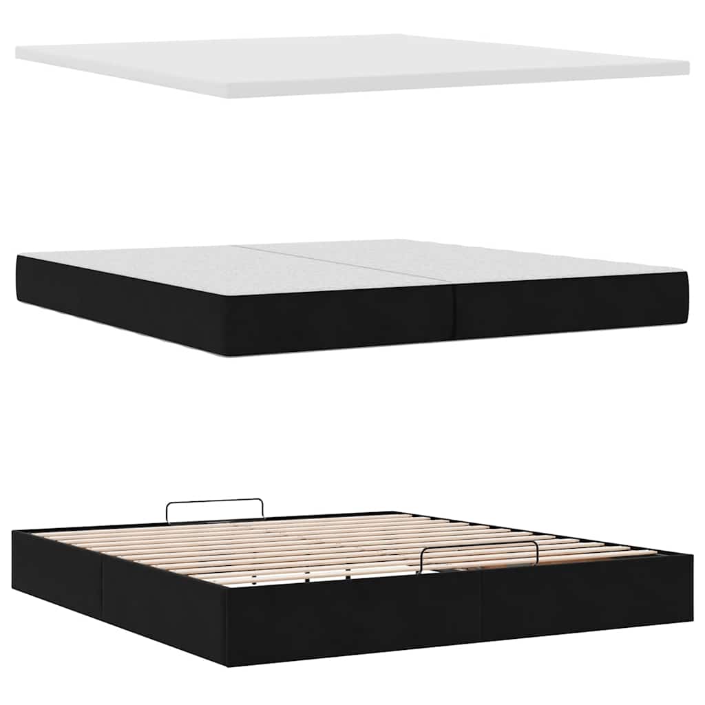 Ottoman bed met matrassen en LED's 200x200cm fluweel zwart – afbeelding 9