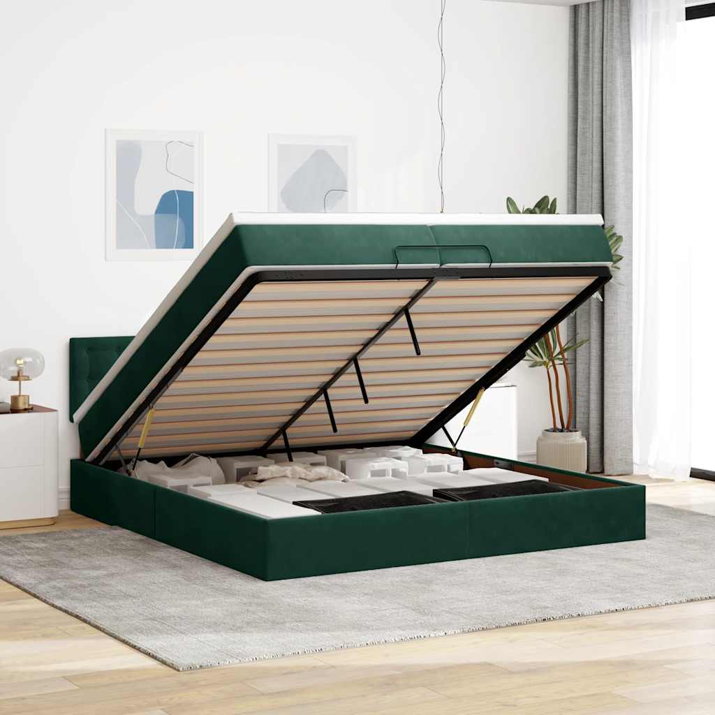 Ottoman bed met matrassen en LED's 200x200cm fluweel