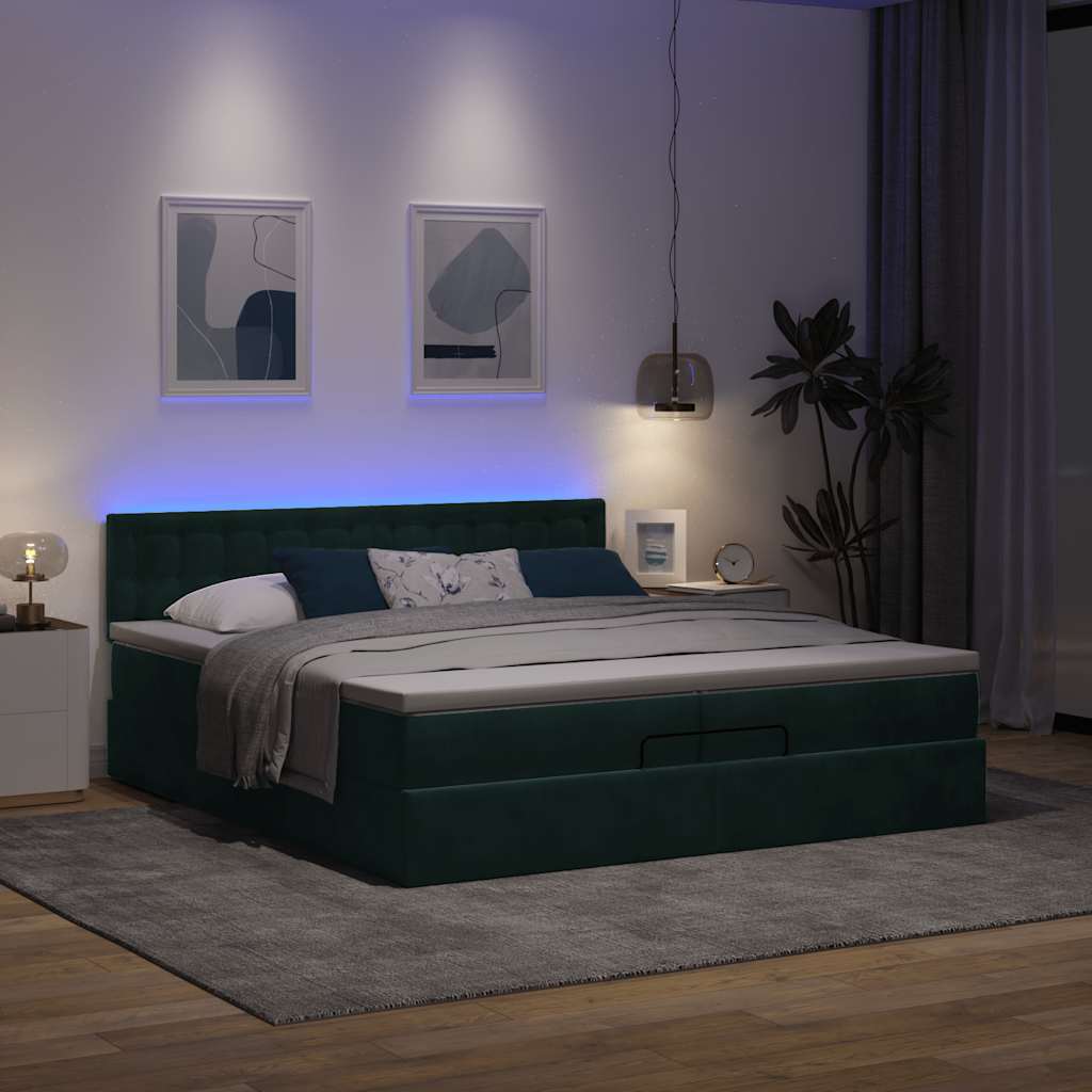 Ottoman bed met matrassen en LED's 200x200cm fluweel – afbeelding 3