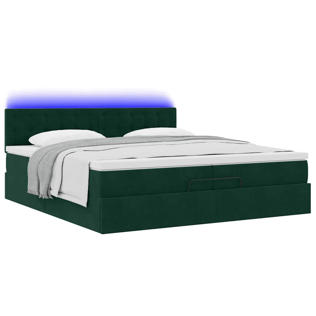 Ottoman bed met matrassen en LED's 200x200cm fluweel – afbeelding 6
