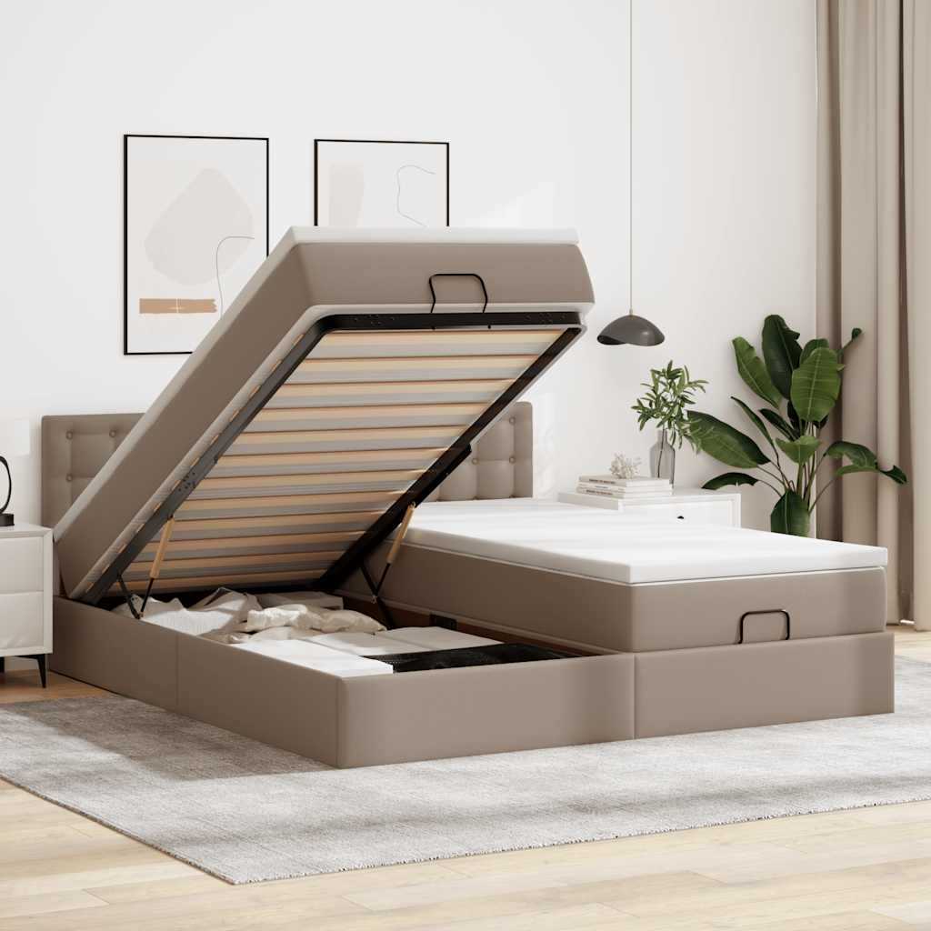 Ottoman bed met matrassen en LED's 180x200cm kunstleer – afbeelding 1