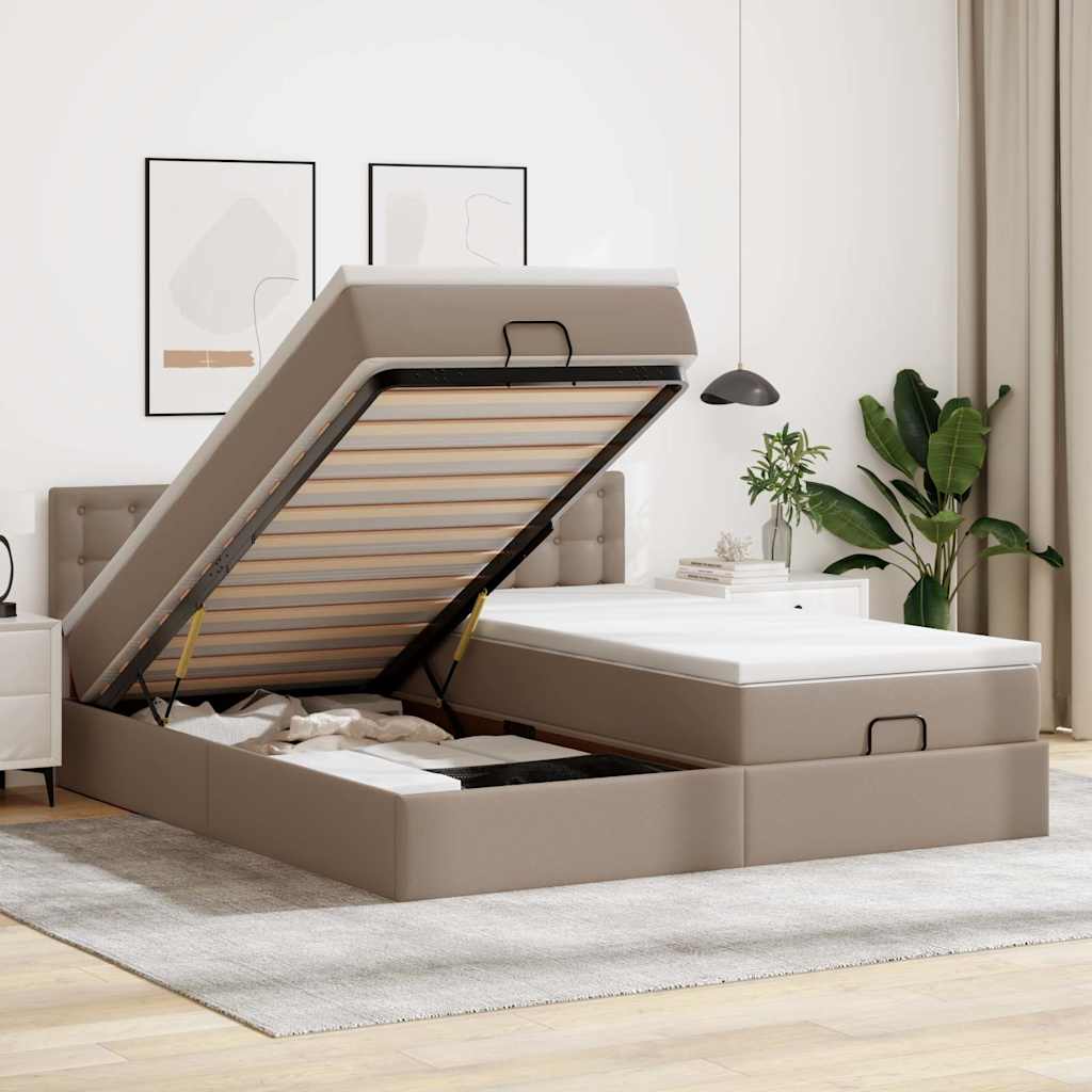 Ottoman bed met matrassen en LED's 200x200cm kunstleer – afbeelding 1