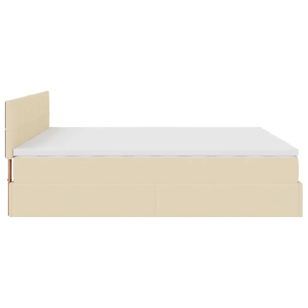 Ottoman bed met matrassen en LED's 200x200cm stof crèmekleurig – afbeelding 11