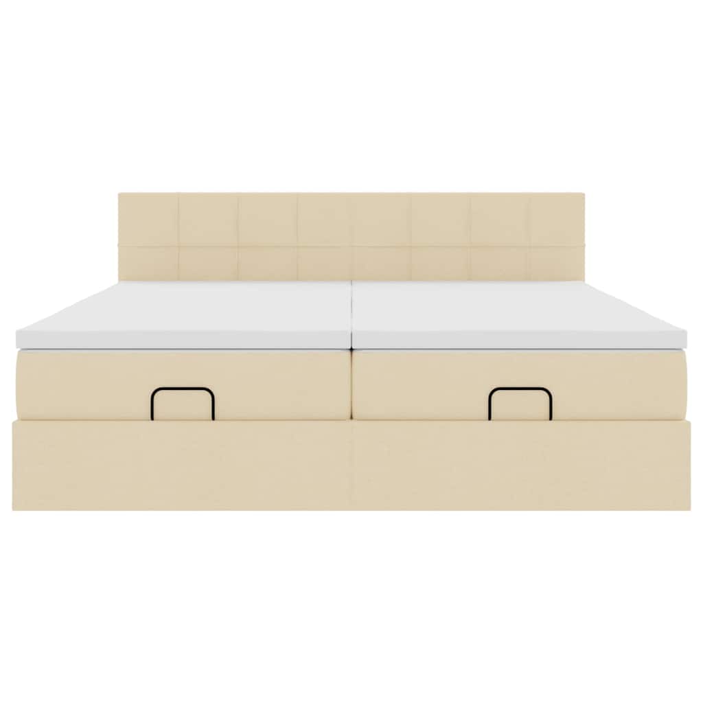 Ottoman bed met matrassen en LED's 200x200cm stof crèmekleurig – afbeelding 8