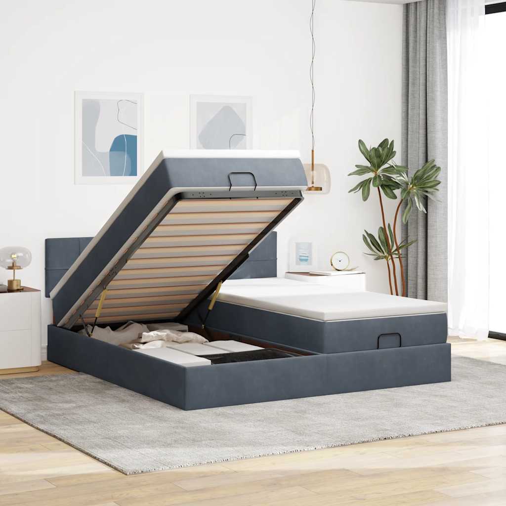 Ottoman bed met matrassen en LED's 180x200cm fluweel – afbeelding 1