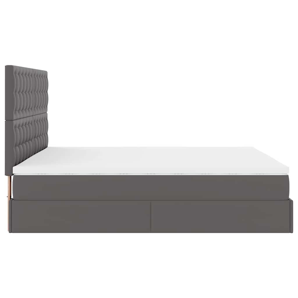 Ottoman bed met matrassen 200x200cm kunstleer grijs – afbeelding 10