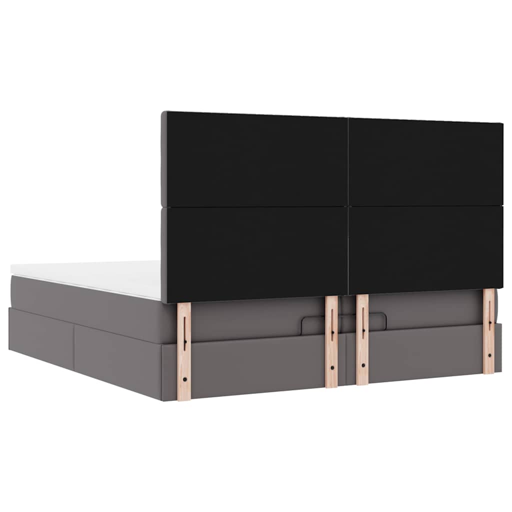 Ottoman bed met matrassen 200x200cm kunstleer grijs – afbeelding 11