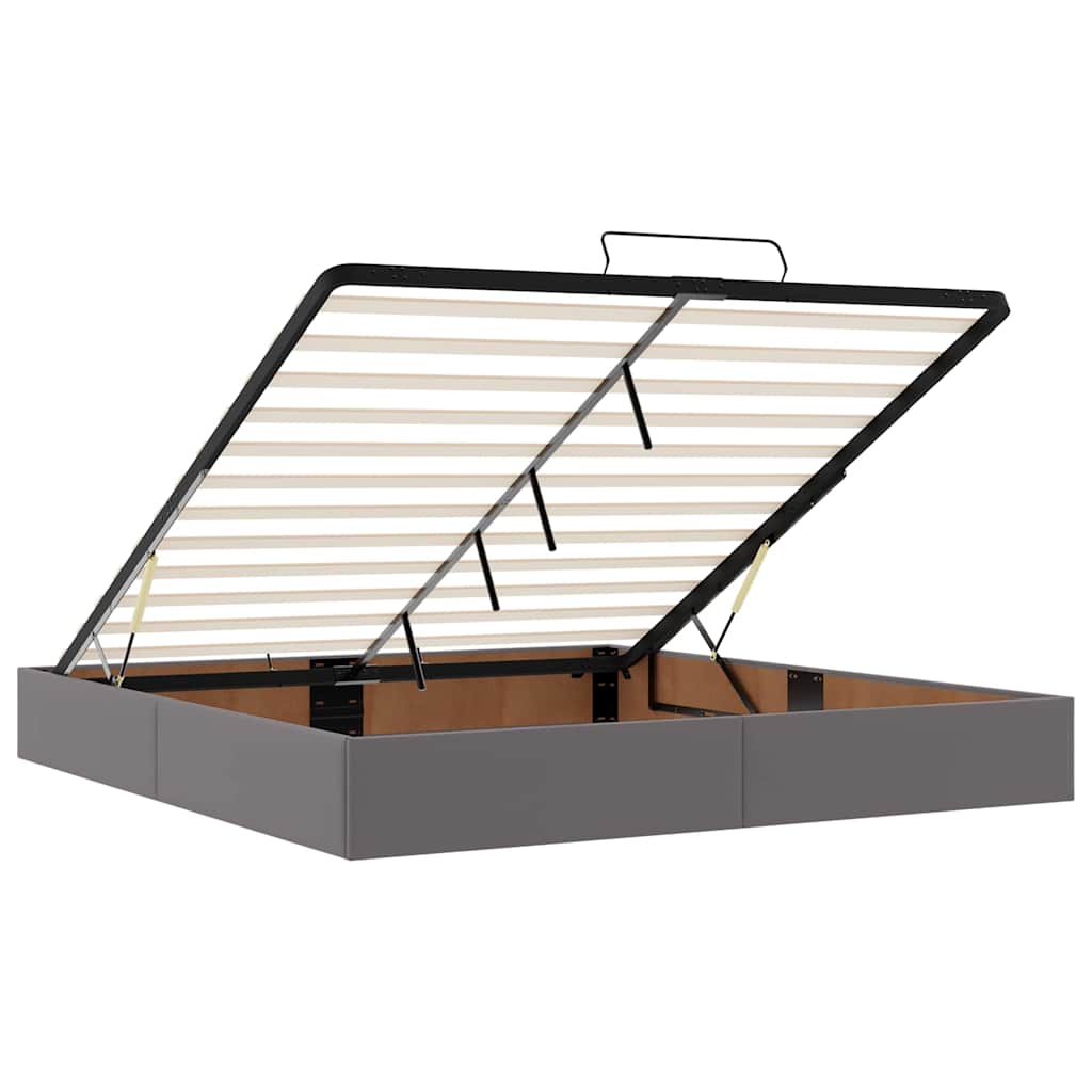 Ottoman bed met matrassen 200x200cm kunstleer grijs – afbeelding 12