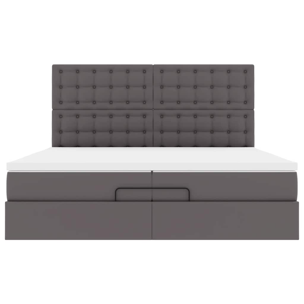 Ottoman bed met matrassen 200x200cm kunstleer grijs – afbeelding 7