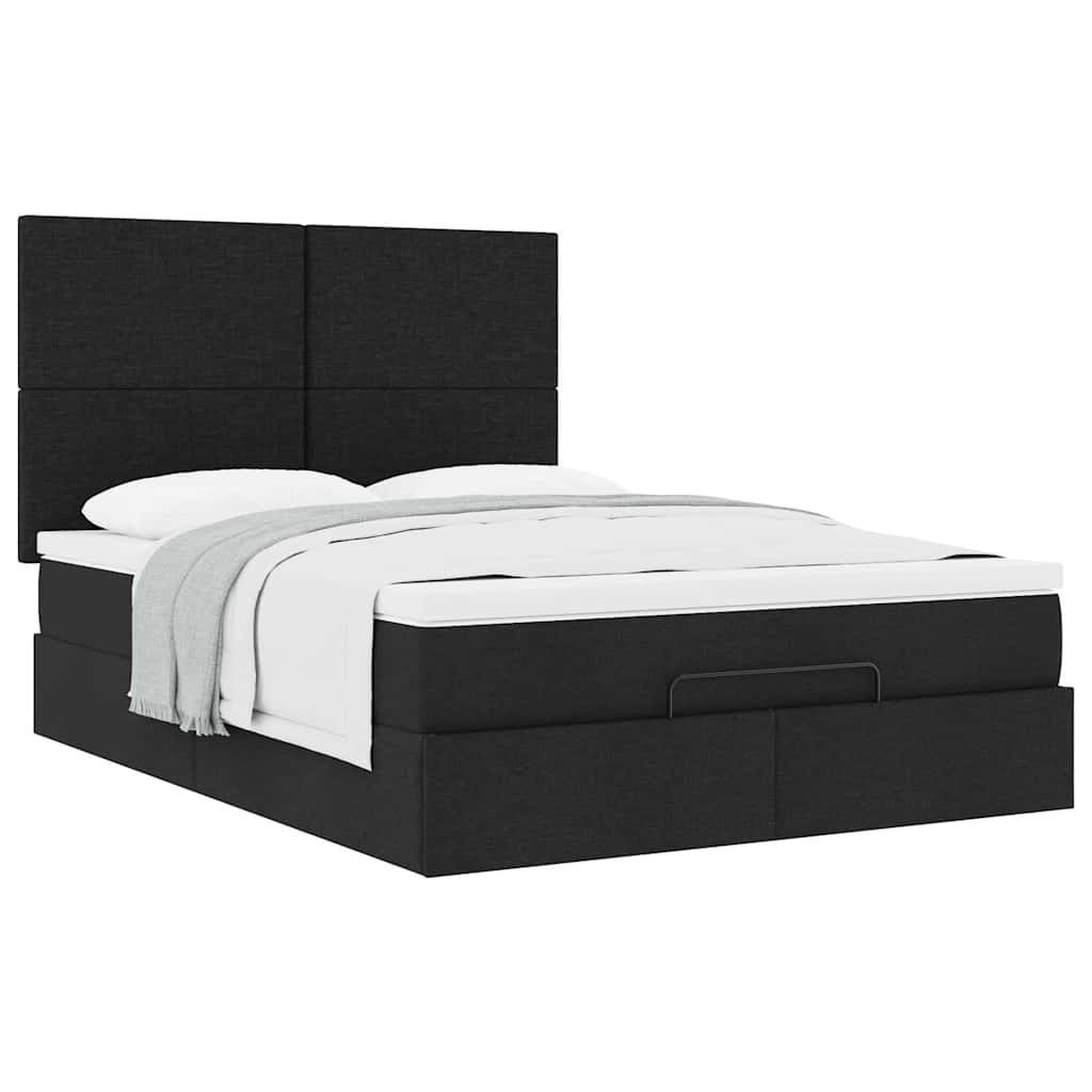 Ottoman bed met matras 140x200cm stof zwart – afbeelding 5