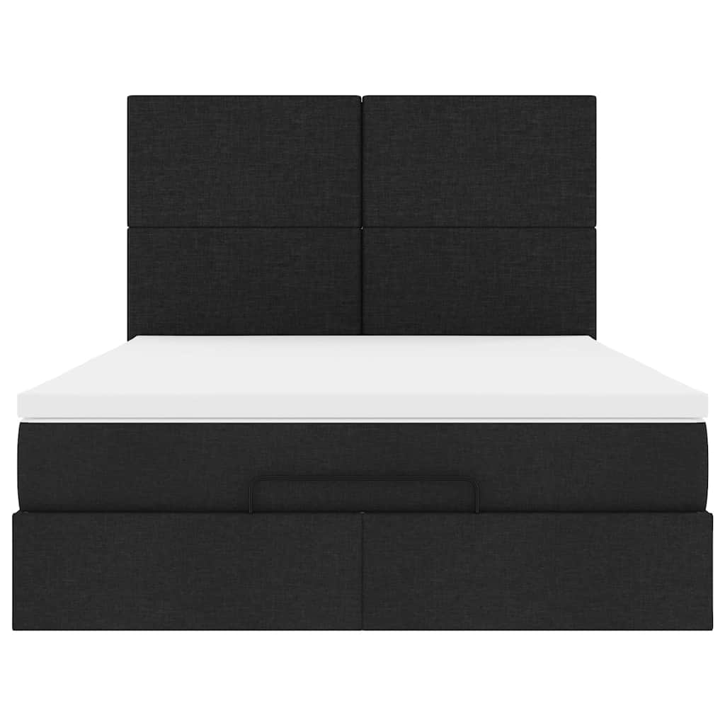 Ottoman bed met matras 140x200cm stof zwart – afbeelding 7