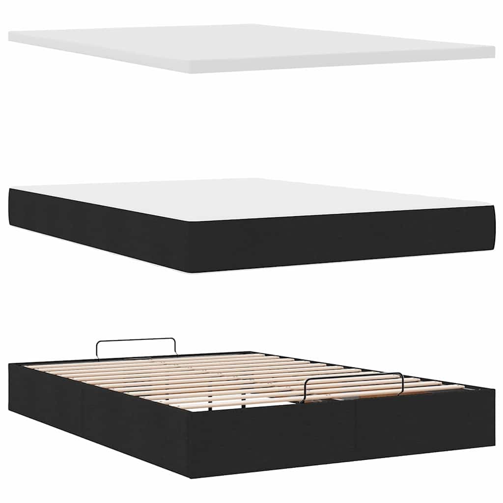 Ottoman bed met matras 140x200cm stof zwart – afbeelding 8