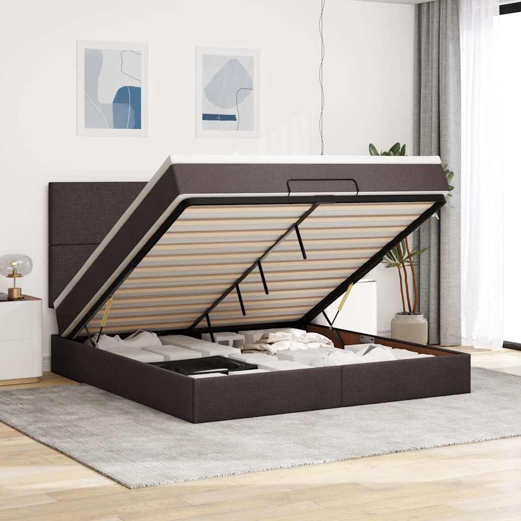 Ottoman bed met matras 160x200cm stof donkerbruin – afbeelding 1