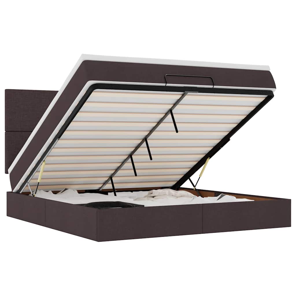 Ottoman bed met matras 160x200cm stof donkerbruin – afbeelding 2