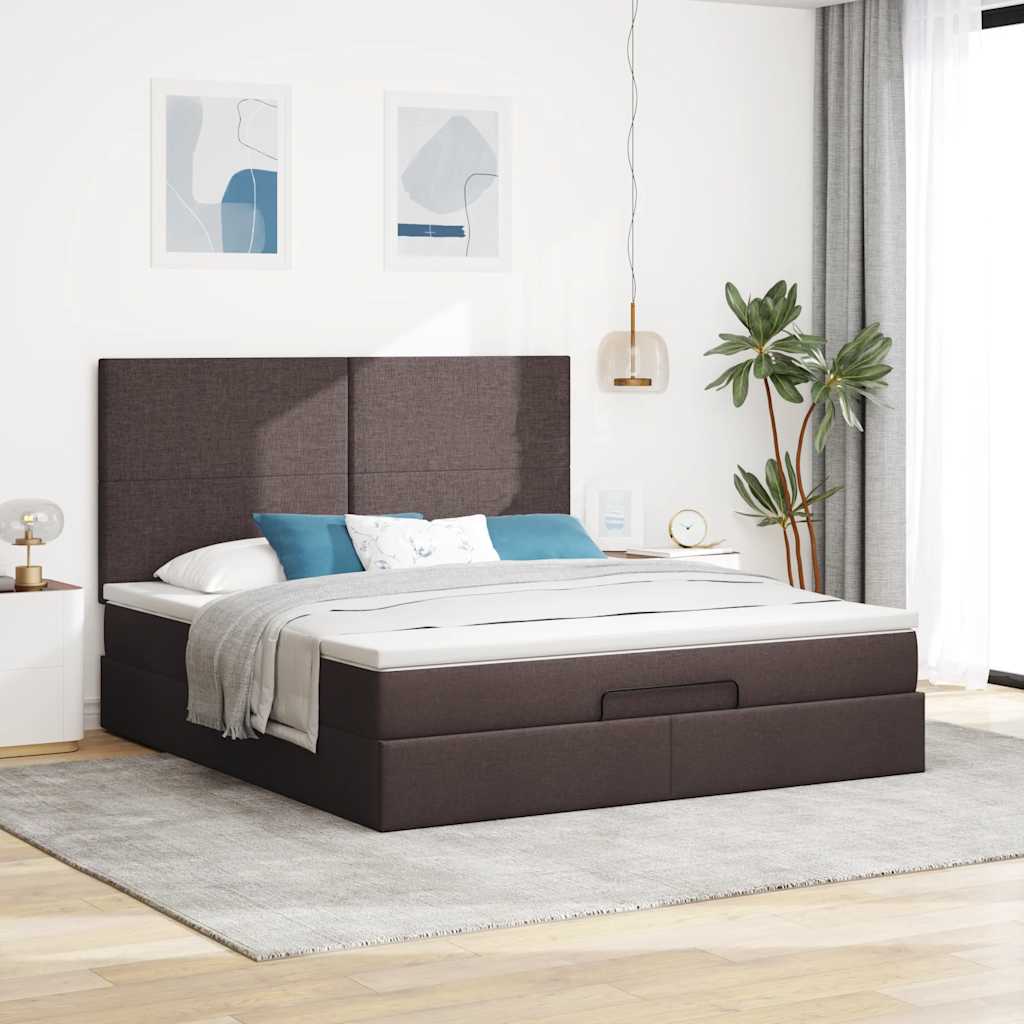 Ottoman bed met matras 160x200cm stof donkerbruin – afbeelding 3