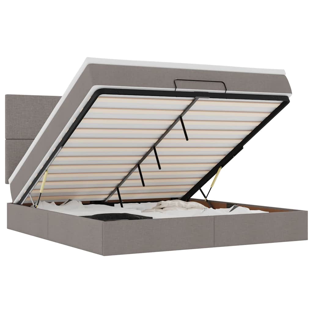 Ottoman bed met matras 160x200cm stof taupe – afbeelding 2