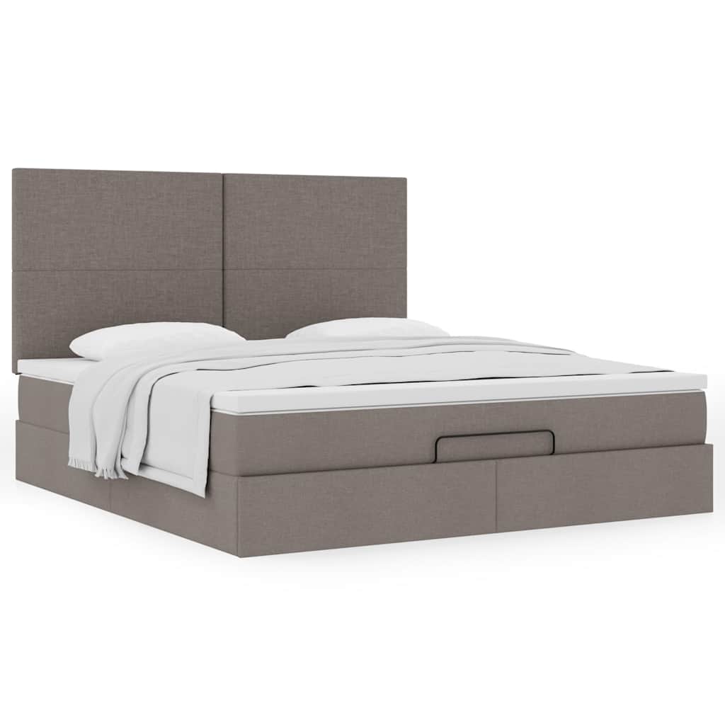 Ottoman bed met matras 160x200cm stof taupe – afbeelding 4