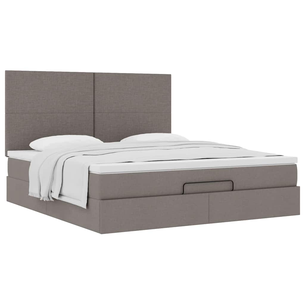 Ottoman bed met matras 160x200cm stof taupe – afbeelding 5