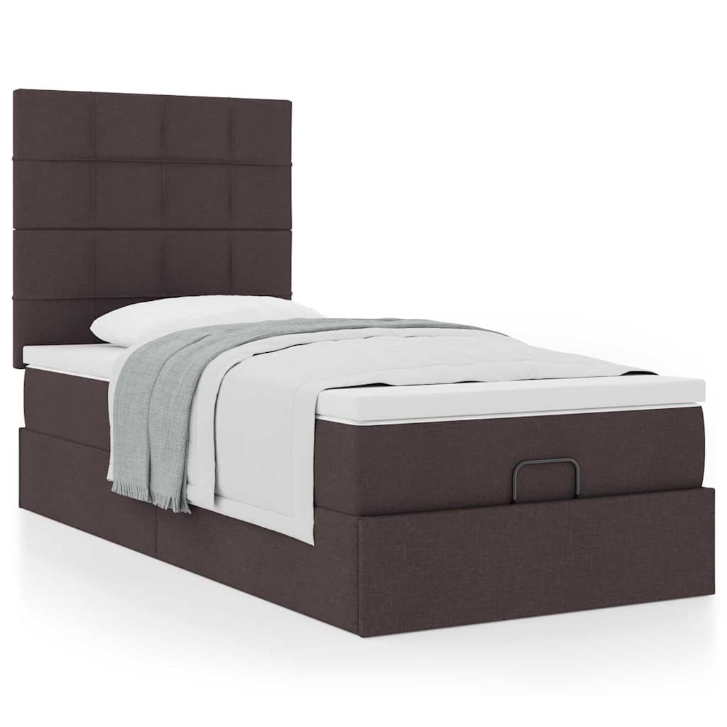 Ottoman bed met matras 90x190cm stof donkerbruin – afbeelding 4