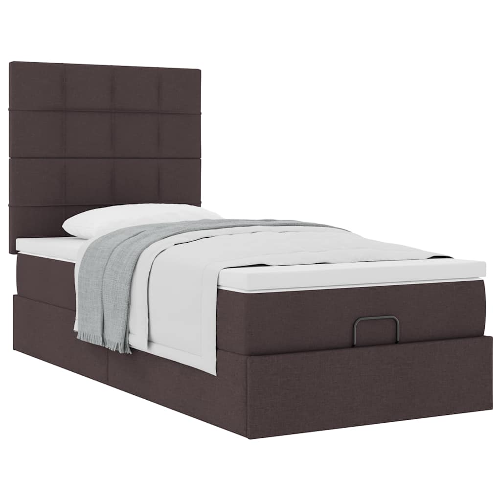 Ottoman bed met matras 90x190cm stof donkerbruin – afbeelding 5