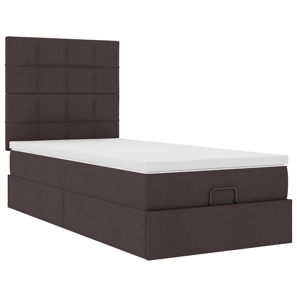 Ottoman bed met matras 90x190cm stof donkerbruin – afbeelding 6