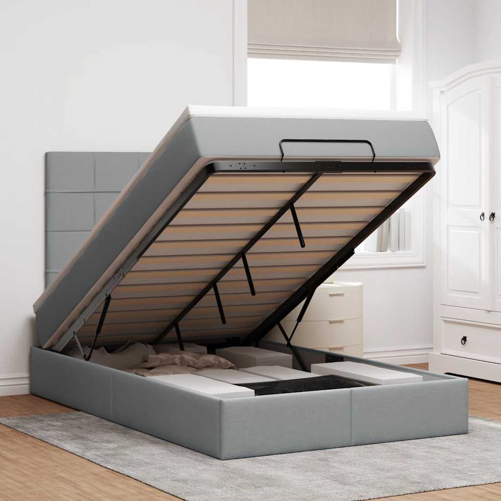Ottoman bed met matras 120x200cm stof lichtgrijs – afbeelding 1