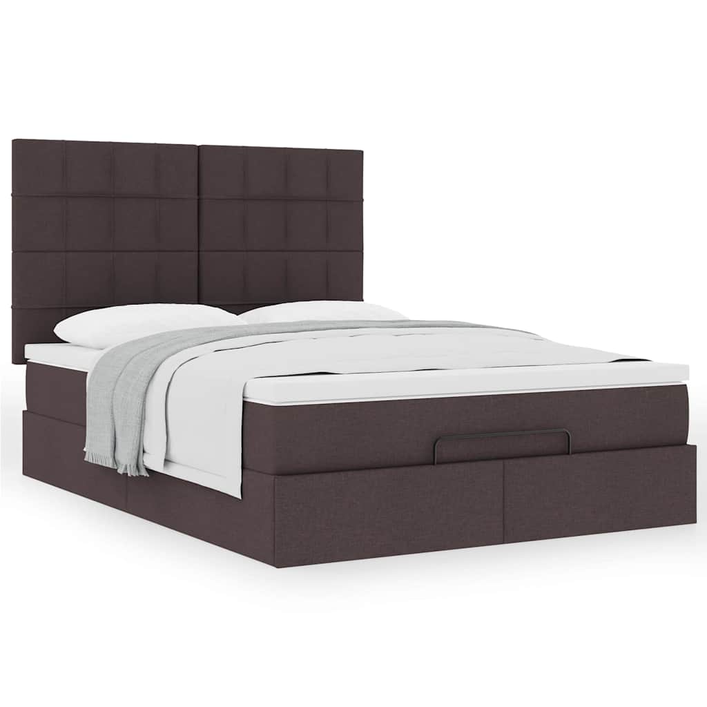 Ottoman bed met matras 140x190cm stof donkerbruin – afbeelding 4