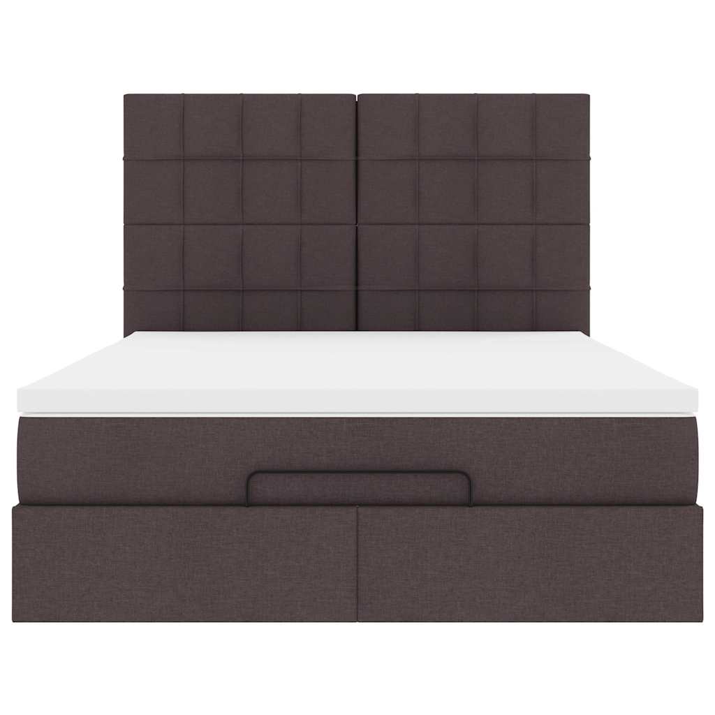 Ottoman bed met matras 140x190cm stof donkerbruin – afbeelding 7