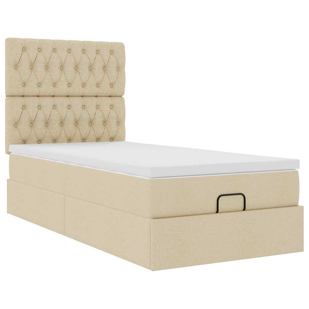 Ottoman bed met matras 80x200cm stof crèmekleurig – afbeelding 6