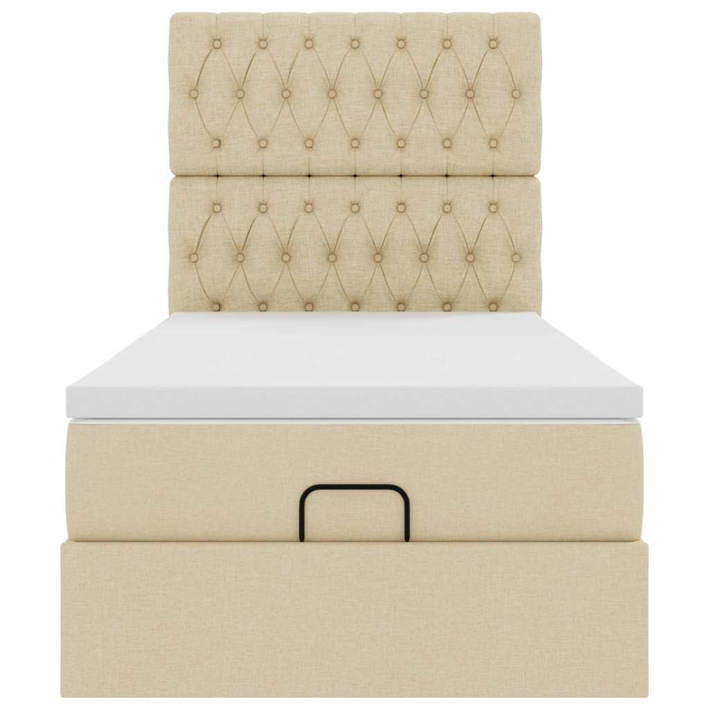Ottoman bed met matras 80x200cm stof crèmekleurig – afbeelding 7