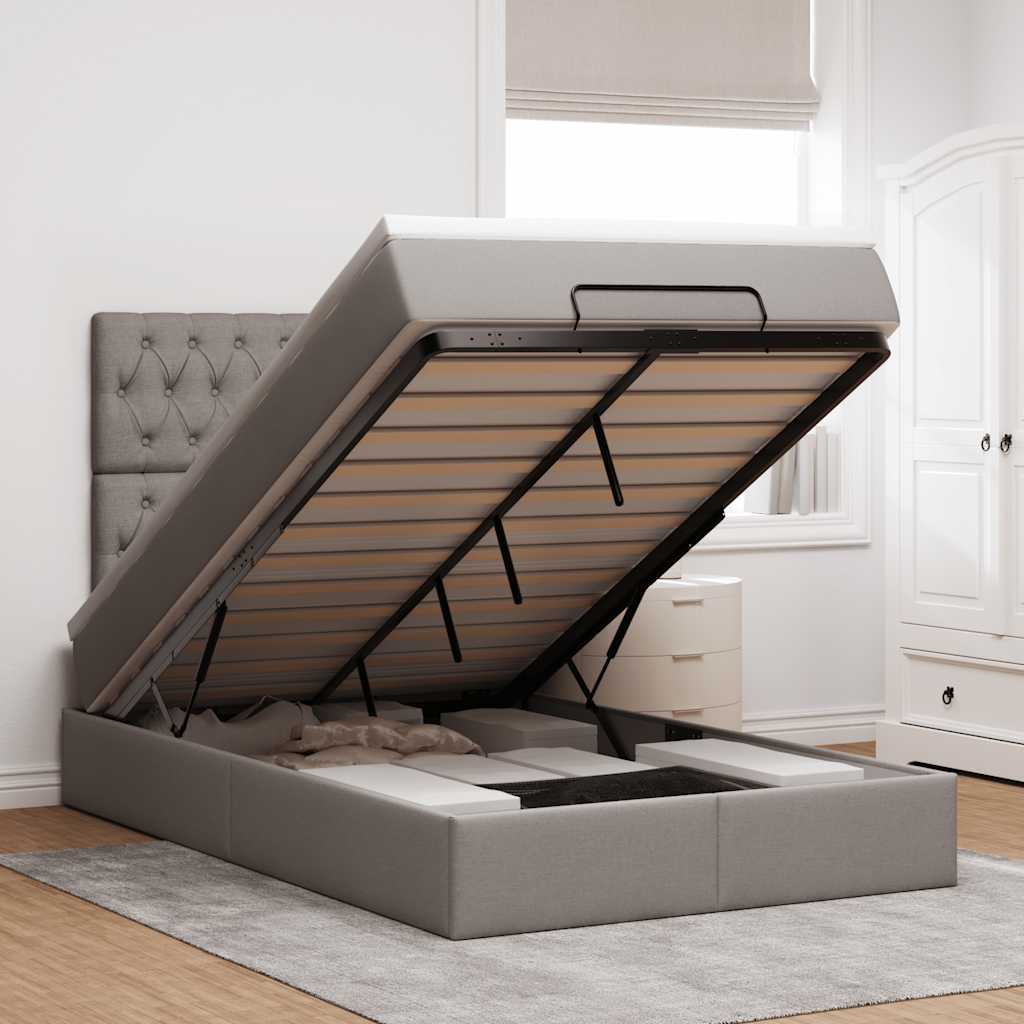 Ottoman bed met matras 120x190 cm stof taupe – afbeelding 1