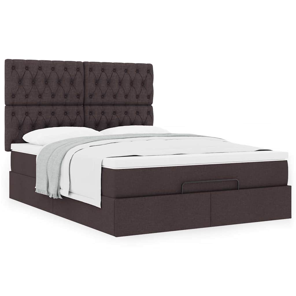 Ottoman bed met matras 140x190cm stof donkerbruin – afbeelding 4
