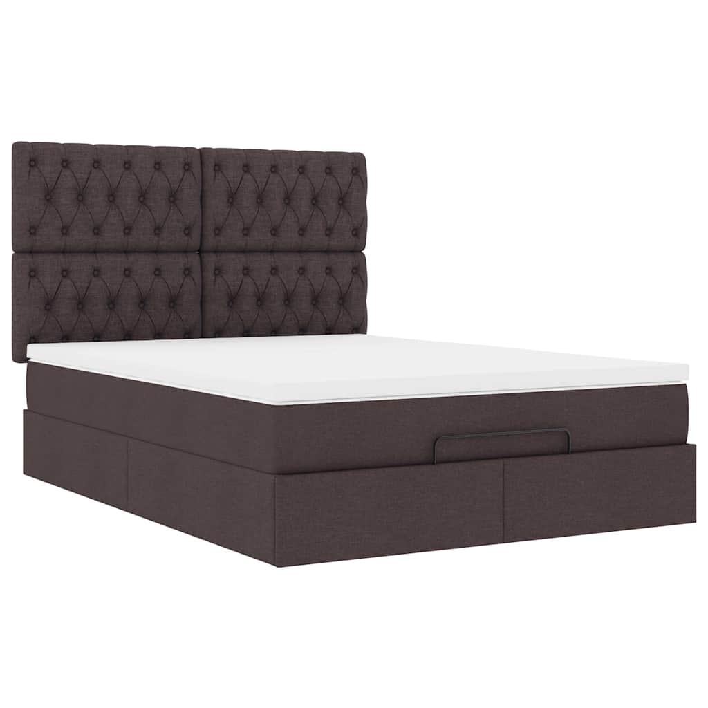 Ottoman bed met matras 140x190cm stof donkerbruin – afbeelding 6