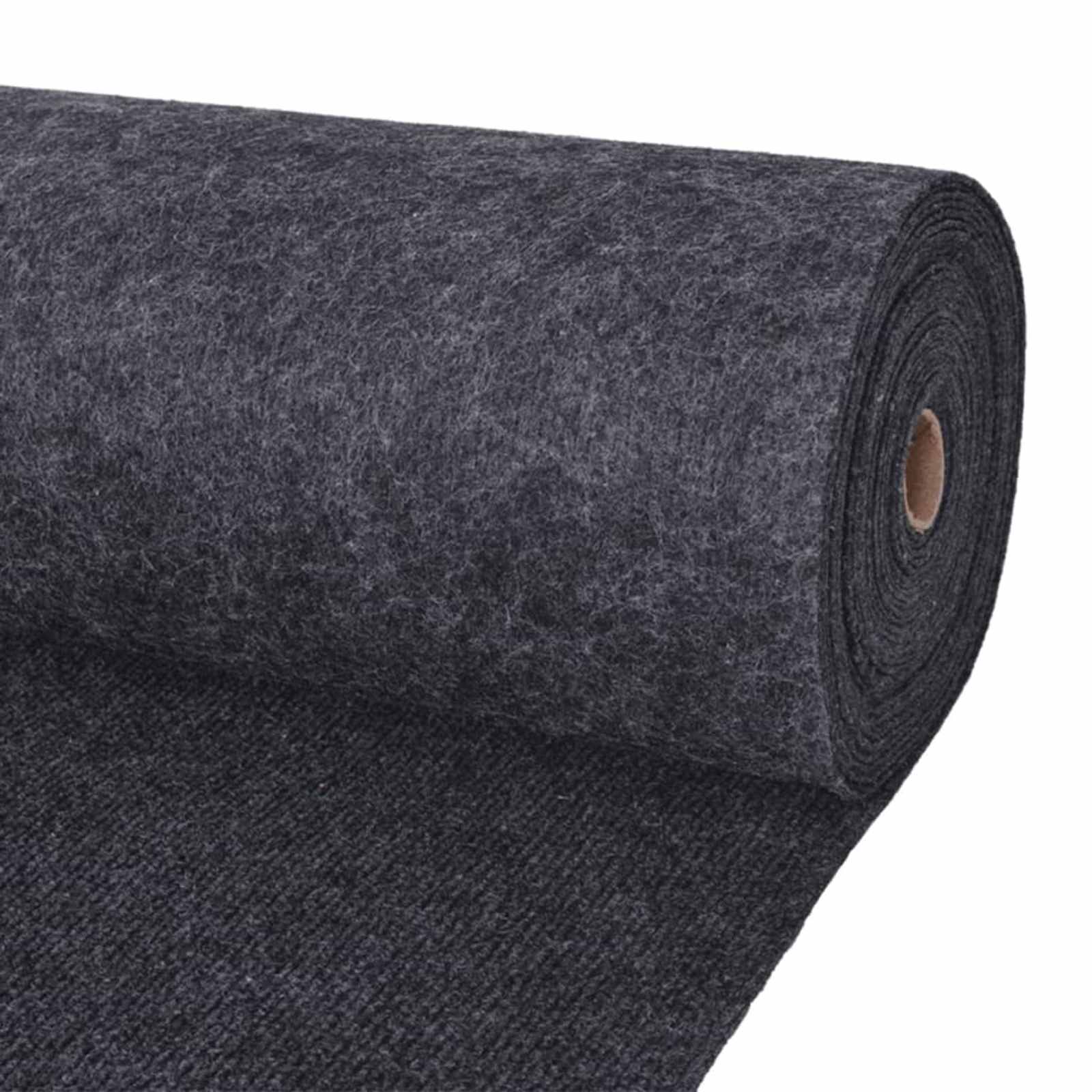Tapijt Antracietkleurig 1,2 x 20 m Polyester – afbeelding 1