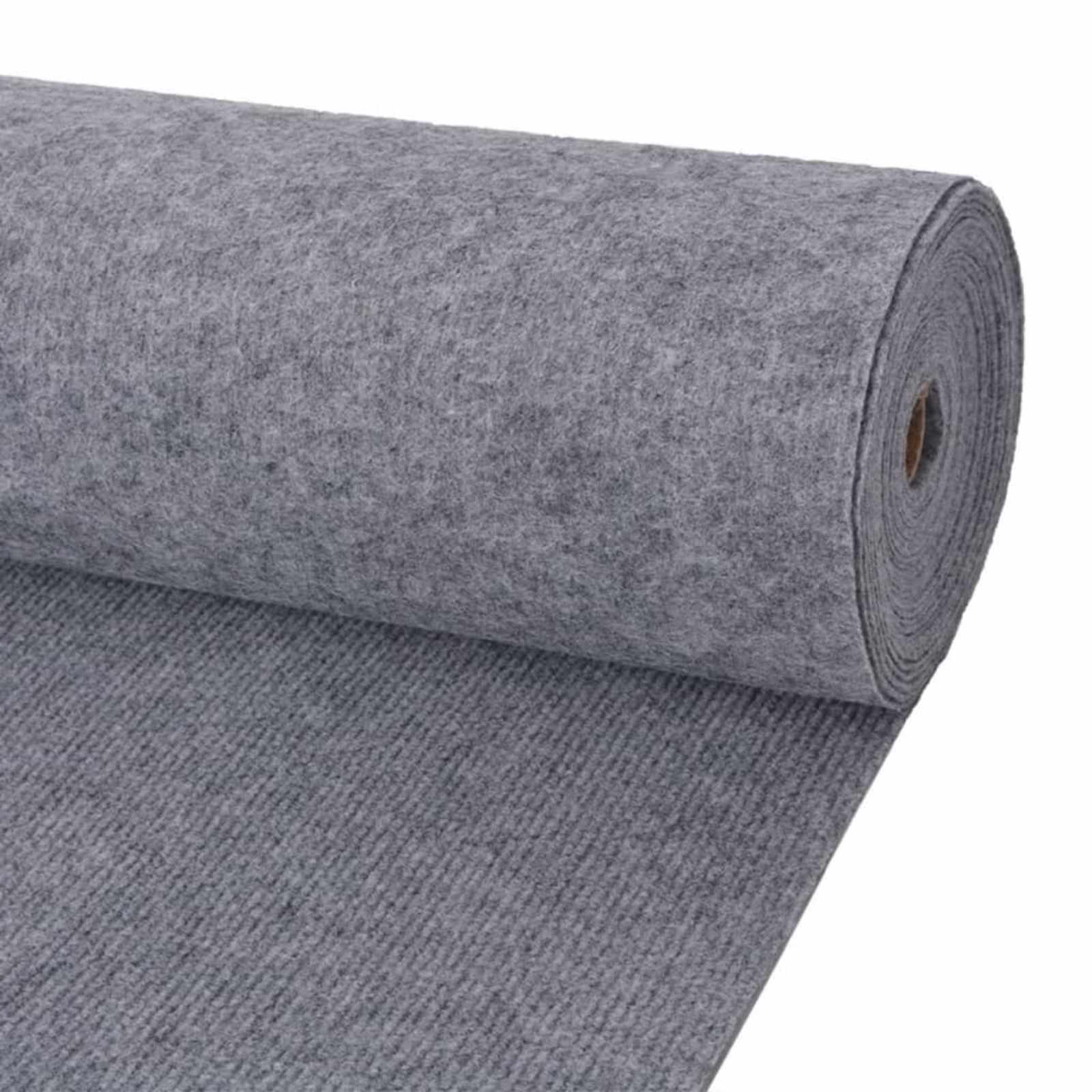 Tapijt Grijs 1,2 x 20 m Polyester – afbeelding 1